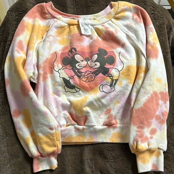 DISNEY Adorable Minnie Mickey Tye Dye Sweatshirt Sz 7/8 - Picture 1 of 6